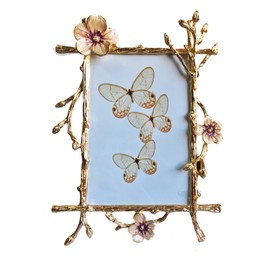 XinZhiRun Gold Frame,golden branches Textured Picture Frame,Vertical Display,Tabletop & Wall Display,Perfect for Home Decor,Commemorate Wedding and Graduation,Art,1-Pack (Gold-Pink, 4 * 6inch)