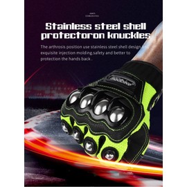 GLMCO Motorcycle Gloves for Men and Women, Steel Knuckle Half Finger Touchscreen Motorbike Gloves for BMX ATV MTB Riding, Road Racing, Cycling, Climbing, Motocross (Black, Medium)