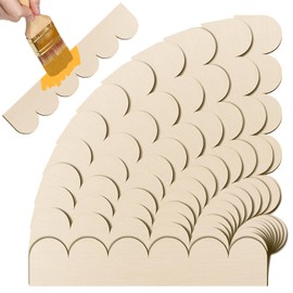 Scalloped Decorative Wood Trim Unfinished Scalloped Edge Wooden Molding Cute DIY Moulding Trims for Cabinet Window Shelf Door Wall, 15.74 x 3.15 Inch, 24 Pack