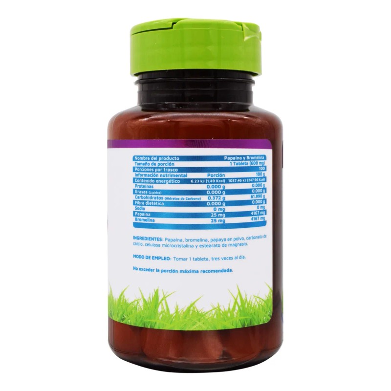 Papaina Y Bromelina 100 Tabletas Vidanat Sabor Sin sabor