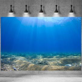 Underwater World Background Deep Water Blue Ocean Underwater Photography Backdrop Sunlight Blue Water Sun Ray Background Seabed Children Birthday Sea Theme Party Studio Decor 15x8ft