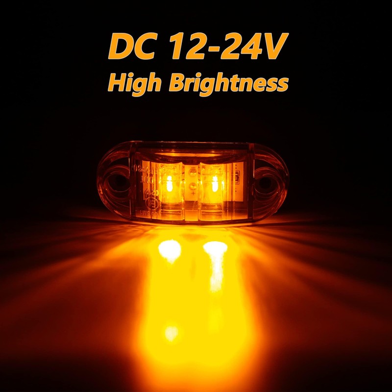 ALFU 10 Pack Amber DC12-24V IP68 Waterproof LED Trailer Lights
