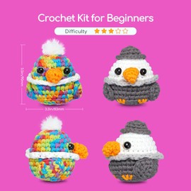 Mintion Crochet Animal Kits, Crochet Kit for Beginners Kids, Crocheting Kit for Starters with Step-by-Step Video Tutorials, Beginner Crochet Kit for Adults (Eagle & Parrot)