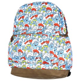 The Smurfs Backpack Papa Smurf and Smurfette Allover Collage Design Laptop Tech Sleeve School Book Bag Daypack