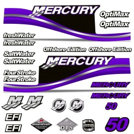 AMR Racing Mercury 50 Four 4 Stroke Decal Kit Outboard Engine Graphic Motor Stickers PURPLE