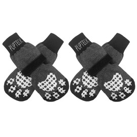 PUPTECK Dog Socks, Anti-Slip, Velcro Included, Prevents Licking, Paw Protection, Breathable, Soft, Nursing Support, Fall Prevention, Dog Socks, Set of 4, Cute, Indoor Use, Elderly, Senior Dogs, Small