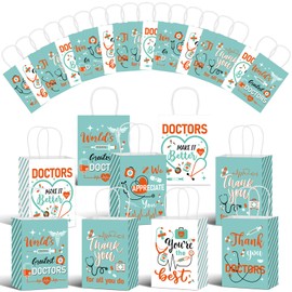 Skyygemm 30 Pcs Thank You Doctor Gift Bags with Handles Doctor Appreciation Week Treat Bags Doctor Goody Paper Bags for National Doctor's Day Medical Themed Thank You Doctor Birthday Party Supplies
