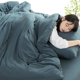 fuwawa Duvet Cover, Single, All Seasons, Duvet Cover, Washed (CICA Moisturizing Treatment), Super Absorbent, Quick Drying, 8 Snap Buttons, Double Zipper, SEK Antibacterial, Odor Resistant, 99.9%