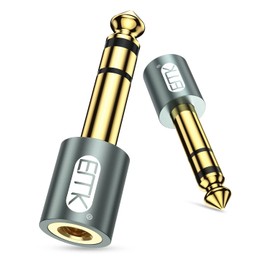 EMK 3.5mm 6.35mm Converter Adapter, Stereo Mini Plug (Female) to Stereo Standard Plug (Male) Earphone Jack Converter, 24K Gold Plated Connector Compatible with Headphones, Electronic Pianos,