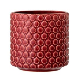 Nordring Ceramic Flower Pot Dotty - colorful Planter, Pot for plants, sukkulents Size M (12,5 cm ø) Dia 5'' H 5'', Stoneware, red