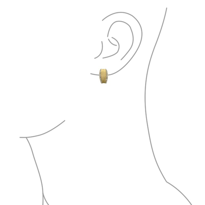 Matte Hammered Shrimp Half Hoop Earrings For Women Cubic Zirconia