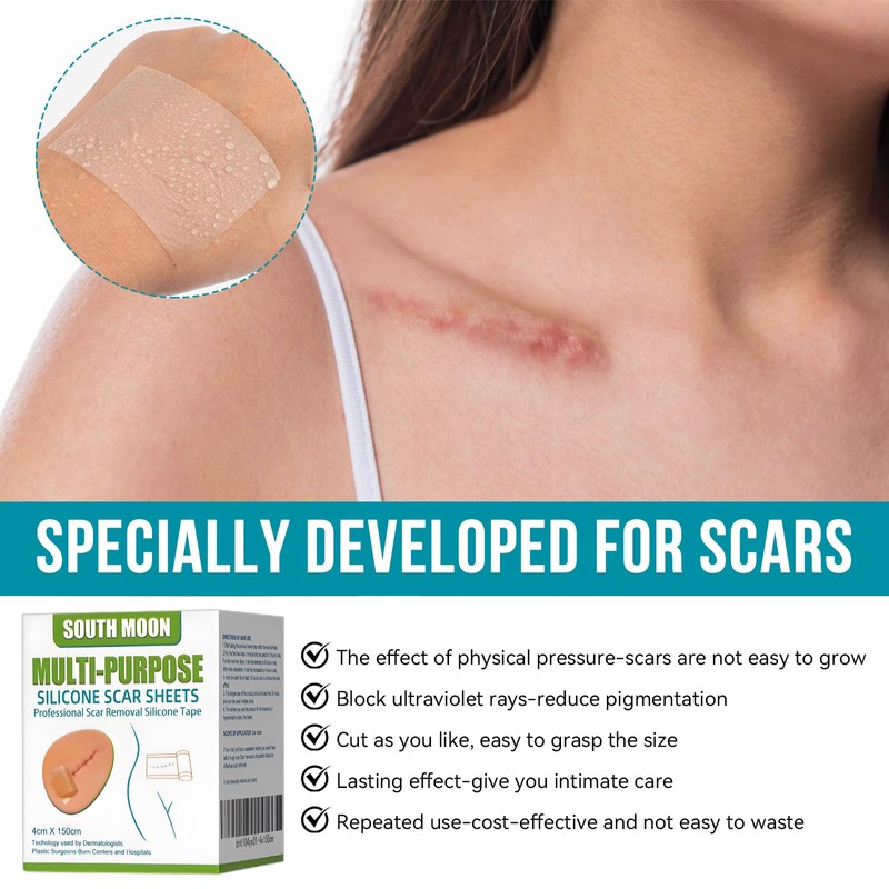 Silikonband für Narben, 300 cm, wiederverwendbar und waschbar, hautfarben