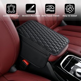 Funda para Consola Central, Funda para Reposabrazos de Coche de Piel Sintética con Bolsillo de Almacenamiento, Ergonómica y Antideslizante, Organizador Universal para Consola Central de