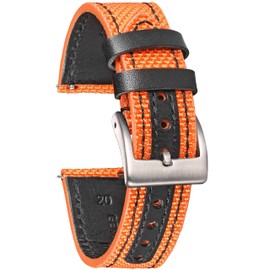 Hemsut Leather with Nylon Watch Strap 18 mm 20 mm 22 mm Quick Release Watch Straps for Men Women Quick Release, 20 mm