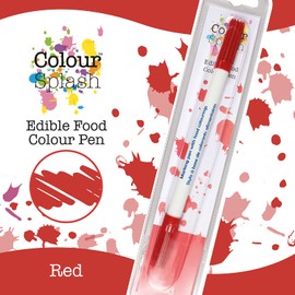 COLOUR SPLASH Edible Food Colouring Pen, Dual Tip Icing Pens, Food-Safe Paint Markers for Writing Messages & Drawing on Cakes & Cupcakes, Colourful & Easy to Use - Red 2ml
