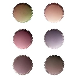 qiqee 300PCS Standard Gradient Cupcake Liners Cupcake Cups 6 Designs Coffee Gradient Cupcake Papers Baking Cups Cupcake Wrappers (Medium Size)