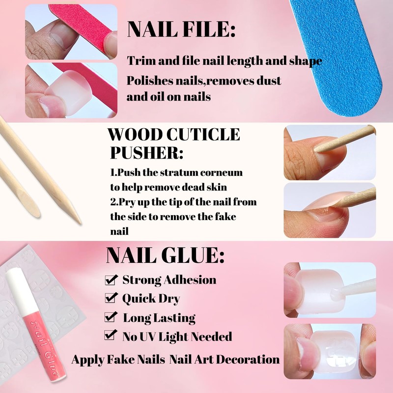 LoveOurHome 240pc Square Press on Nails Short Fake Nails with