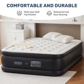 YSSOA Queen Camping Air Mattress Built-in Electric High-Speed Pump for Travel & Home