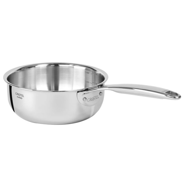 CRISTEL® Castel'Pro Ultraply Saucepan, 1Qt, 5-Ply construction.