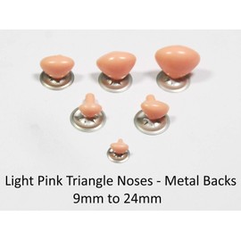 celloexpress Light Pink Cat/Triangle Nose 9mm x 6.5mm Metal Backs - Teddy Bear & Soft Toy Making Detailed Noses - Pack of 2