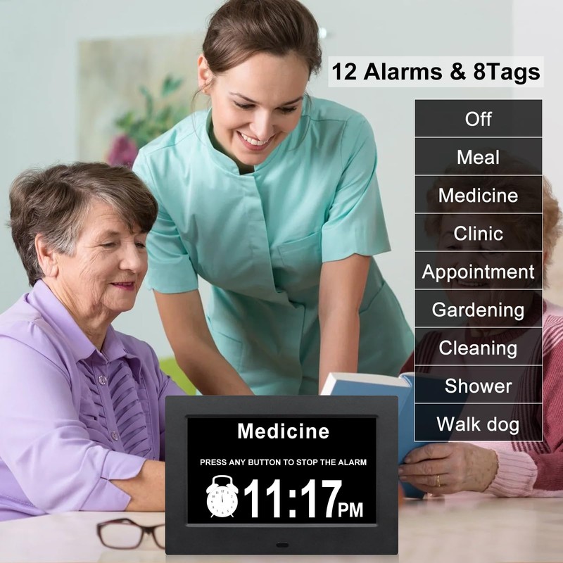 Johnziny Digital Day Clock 7 Inch,Calendar Clock,Dementia Clocks for Seniors,Clock