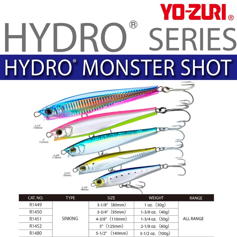 YO-ZURI ソルトルアー ハイドロモンスターショット シンキング 80mm カラー:シルエットブラック