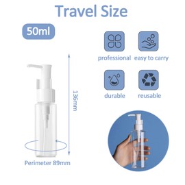 8Pcs 50ML Empty Lotion Dispenser - Apstaqeoo Refillable Clear Plastic Oval Travel Bottles Makeup Cosmetic Flat Container Dispenser with Pump Head & Labels for Gel Creams Shampoo Massage Cleansing Oil