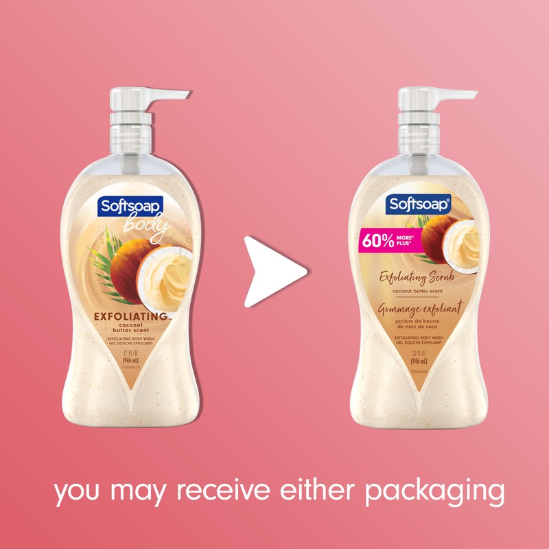 Softsoap Body Wash Pump, Coconut Butter Scrub, Exfoliating Body Wash,