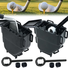 Ruppence Golf Ball Washer Club Head Cleaner Kit, 2-in-1 Portable Golf Cleaning Tool with Durable Bristles, Improved Brush Design, Mountable on Golf Cart/Bag, Easy to Install, No-Damage Club (1 Pack)