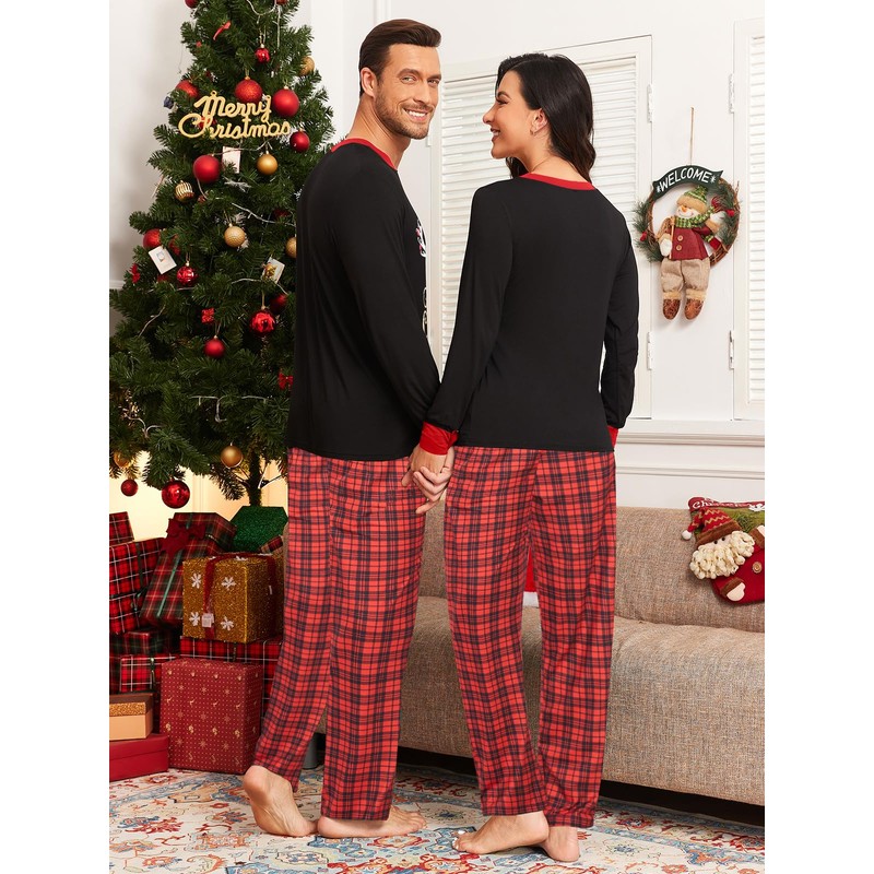 YOPUGEE Couple Pajamas Set Christmas Matching Pjs Xmas Printed Pajamas