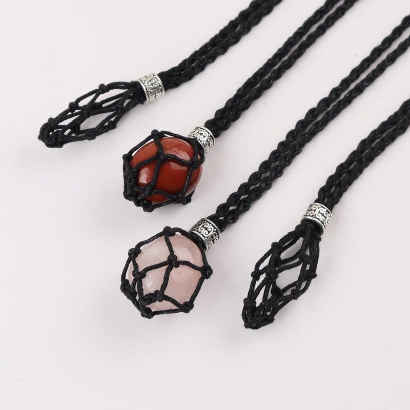 FANASY 4 PCS Crystal Cage Necklace Holder Empty Stone Holder