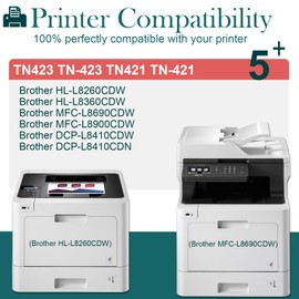 HenceBuy TN423BK TN421BK Black Toner Cartridges for Brother TN-423BK TN-421BK Compatible for Brother HL-L8260CDW HL-L8360CDW MFC-L8690CDW MFC-L8900CDW DCP-L8410CDW DCP-L8410CDN Printer BK (1 Black)