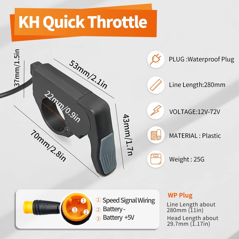 HUDAMZKY Ebike Quick Installation Thumb Throttle Compatible Left/Right Hand 36V/48V