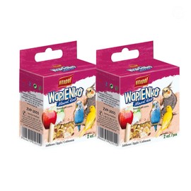 Vitapol Wapienko Bird Calcium Block – Natural Supplement for Beak Health & Eggshell Strength – Twin Pack – Hanging Mineral Block for Parrots, Budgies & Small Birds (12x, Apple, 210g)