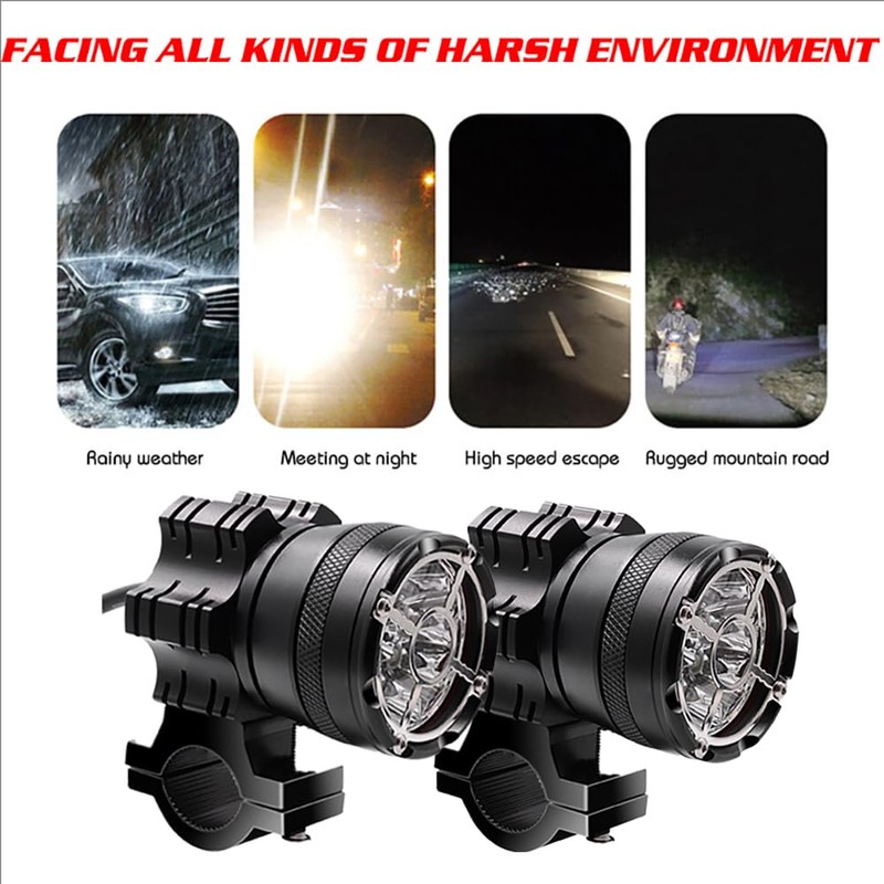 RATSTONE Additional Motorcycle Headlights, 2 Pieces LED Motorcycle Headlights, Motorcycle
