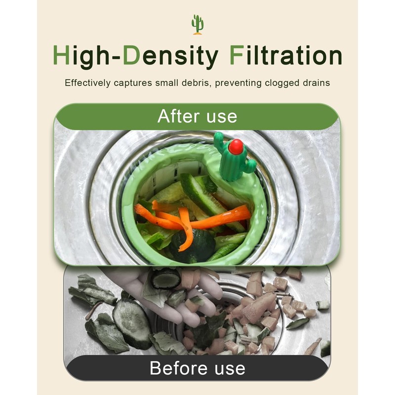 VVGAOGES Sink Strainer Plug 2 Pack Cactus Design Anti-Clogging Anti-Odor