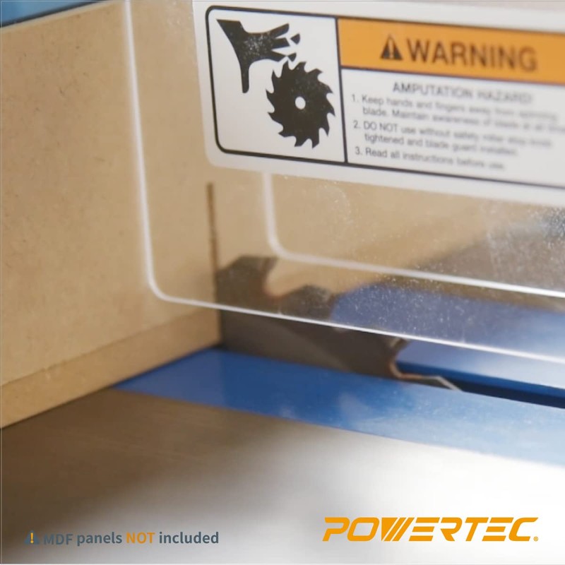 POWERTEC Table Saw Sled w/Blade Guard, 24" T Track, 19"