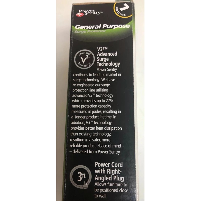 Power Sentry 7 Outlet 1100 Joules Surge Protector w/ 3'