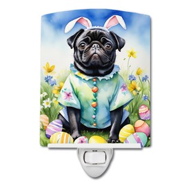 Caroline's Treasures Pug Easter Egg Hunt Ceramic Night Light Compact, UL-Certified, Ideal for Bedroom, Bathroom, Nursery, Hallway, Kitchen, 6x4x3, Multicolor