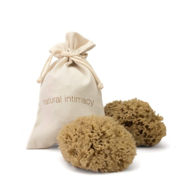 BabyCare Sea Sponge - 2 Pack - Natural Honeycomb Sponge - with Artisinal Organic GOTS Cotton Gift Bag