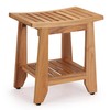 Teak Shower Bench Stool, 14'' Compact Waterproof Wooden Sauna Bath