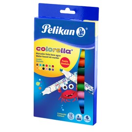 Pelikan Colorella Chisel-Nib Jumbo Markers, Round Barrel, Set of 12 Markers, 1 Set (30111842)