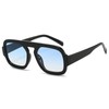 Retro Square Flat Top Aviator Sunglasses for Women Men (Black