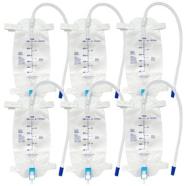 BAIFULAI Pack of 6 Urine Bags, Leg Bags, 500 ml, Leg Bag, Urine Drainage Bag, Urine Collection Bag, Drainage Bag with 2 Straps, Valve and T-Drain, Urine Drainage Bag, Drainage Bag for Men and Women