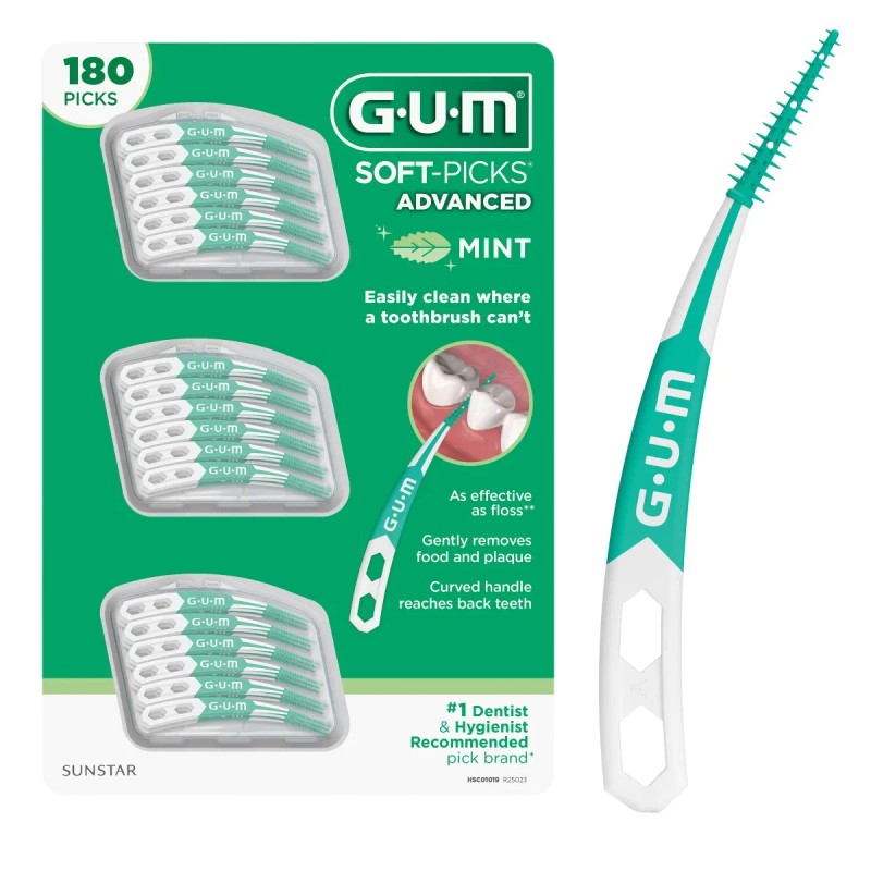 Gum Soft-Picks Advanced Mint, Dental Care Floss, Tooth Picks, 180