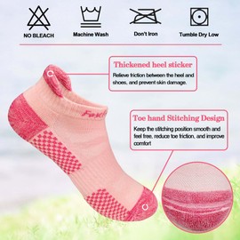 Fasefunn Running ankle socks womens athletic exercise sports training socks cotton cushioned workout no show socks women size 8-10, 6 Pairs 602