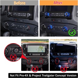 Car Center Console Air Conditioner Volume Knob Button Trim Cover Compatible with Nissan Frontier 2022-2025 Car A/C Switch Button Circle Ring Radio Volume Knob Protection Accessories(Not fit Pro-4x)