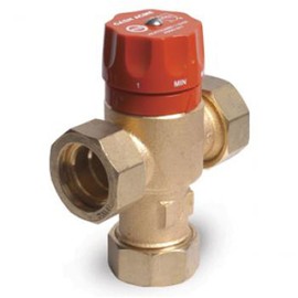 Cash Acme 1 Inch HG110-HX Thermostatic Mixing Valve with Sweat Connections and Integral Checks, Brass Plumbing Fitting, 24515