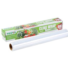 WRAPOK 1 x Cling Film Food Grade Wrap Plastic Catering Foodservice Tools for Kitchen, 300 mm x 60 m
