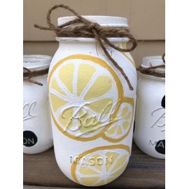 Lemon Polka Dot Mason Jars/Polka Dot Mason Jars/Lemon Mason Jars